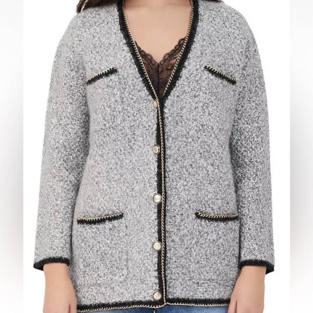 Maje MISA Metallic Cardigan Sweater